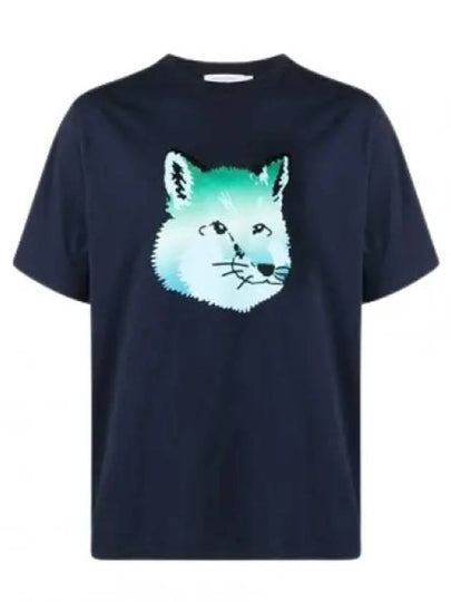 Vibrant Fox Head Easy Short Sleeve T-Shirt Navy - MAISON KITSUNE - BALAAN 2