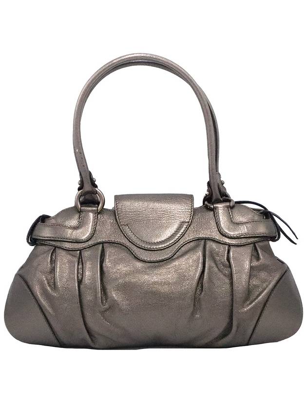 Ferragamo 21 6317 gray metallic silver Gancini embellished shoulder bag - FENDI - BALAAN 4