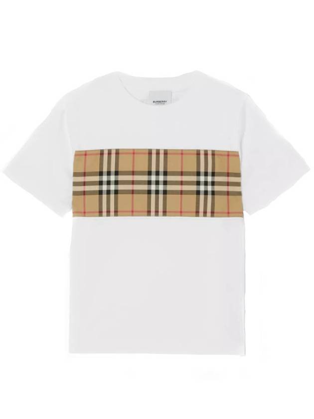 Kids Vintage Check Panel Short Sleeve T-Shirt White - BURBERRY - BALAAN 2