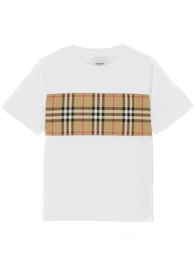 Kids Vintage Check Panel Short Sleeve T-Shirt White - BURBERRY - BALAAN 2