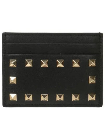 Rockstud Card Wallet Black - VALENTINO - BALAAN 1