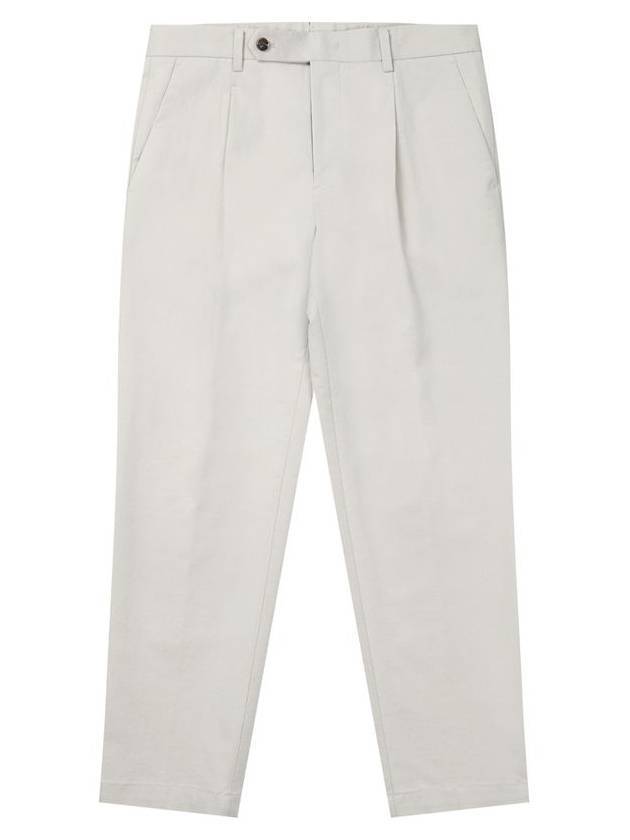 Men's Tapered One-Tuck Cotton Slacks Sand Beige - SOLEW - BALAAN 1