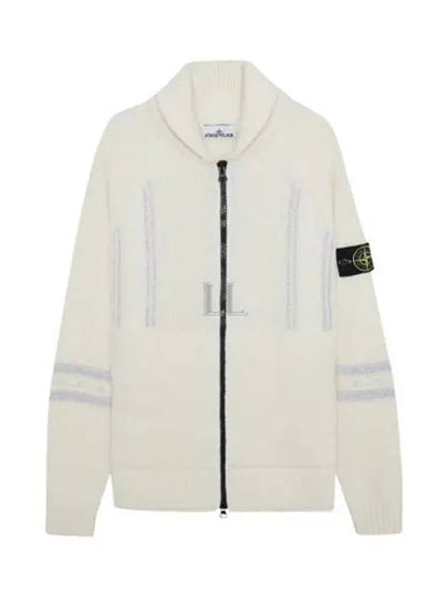 Reflective Jacquard Knit Zip-up Cardigan Ivory - STONE ISLAND - BALAAN 2