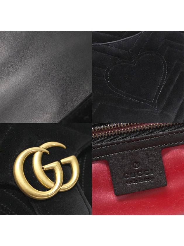 498079 Black velvet matelass chevron gold plated GG Marmont clutch - GUCCI - BALAAN 7