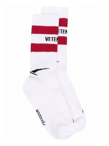 Logo Stripe High Top Socks White - VETEMENTS - BALAAN 1