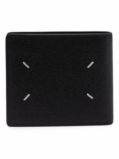 Stitched Bifold Leather Half Wallet Black - MAISON MARGIELA - BALAAN 2