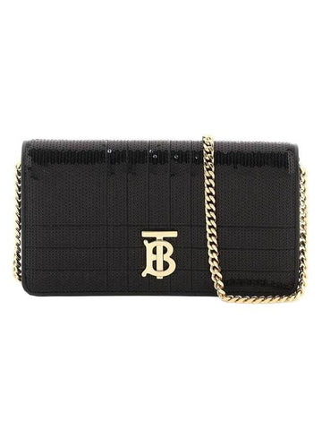 Women's Lola Sequin Chain Shoulder Bag Black - BURBERRY - BALAAN 1