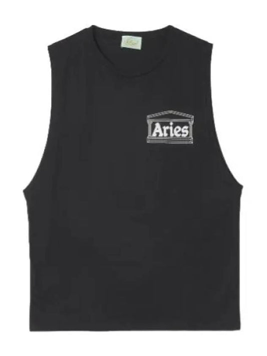 Aries Temple Logo Sleeveless T Shirt Black Tank Top - ARIES - BALAAN 1