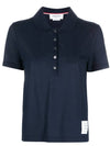 Women's Round Collar Short Sleeve Polo Shirt Navy - THOM BROWNE - BALAAN 1