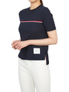 Women's High Twist Rip Stripe Short Sleeve T-Shirt Navy - THOM BROWNE - BALAAN 8