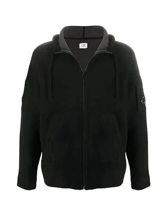 Men's Lens Wool Hooded Zip-Up Black - CP COMPANY - BALAAN.