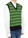 Wool Jacquard V-neck Knit Vest Green - AMI - BALAAN 4