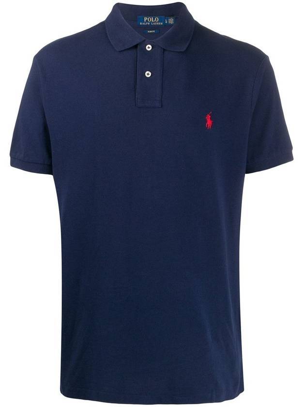 Men's Pony Slim Fit Short Sleeve Polo Shirt Navy - POLO RALPH LAUREN - BALAAN 1