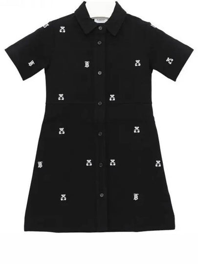 Kids Embroidered Thomas Bear Shirt Dress Black - BURBERRY - BALAAN 2