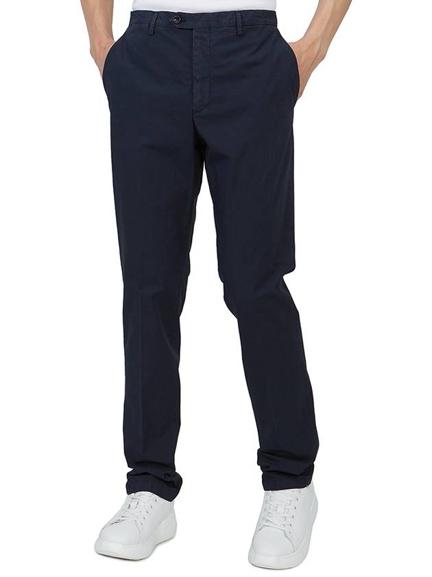 Men's Cotton Blend Straight Pants Navy - DRUMOHR - BALAAN 6