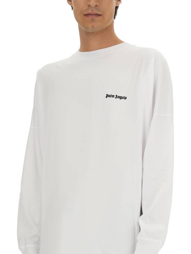 Classic Logo Embroidered Long Sleeve T-Shirt White PMAB001F23JER0010110 - PALM ANGELS - BALAAN 5