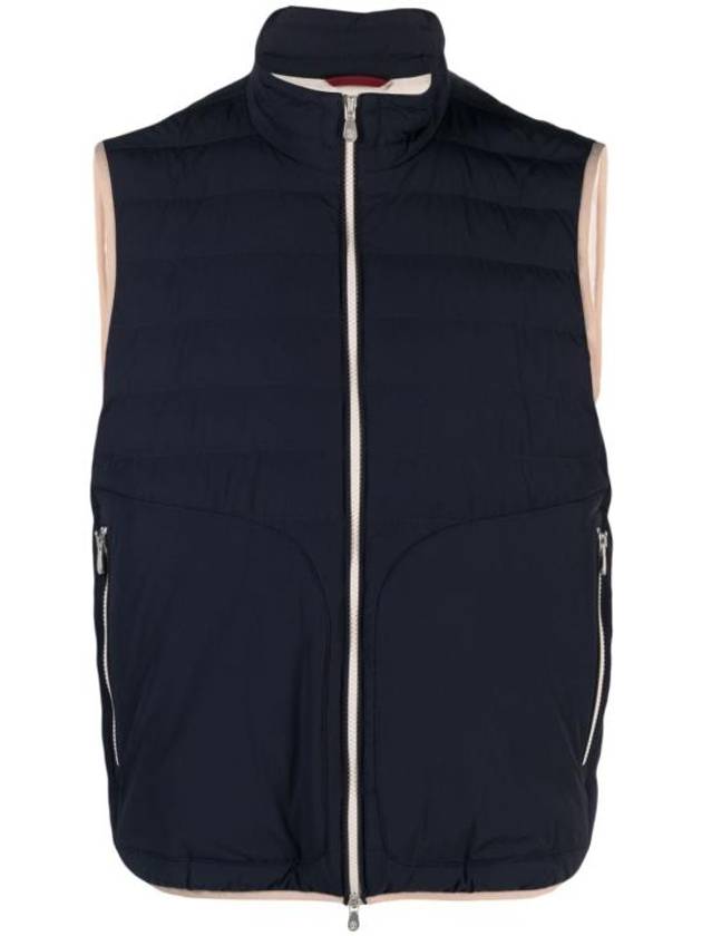 Men's Quilted Feather Down Vest Navy - BRUNELLO CUCINELLI - BALAAN 1