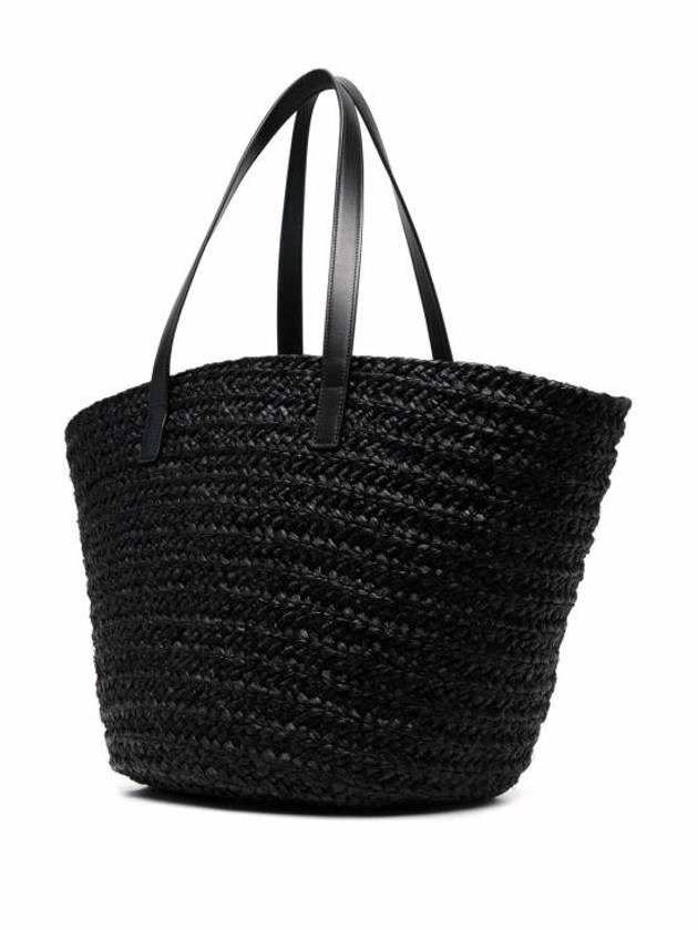 Raffia Pannier Tote Bag Black - SAINT LAURENT - BALAAN 5