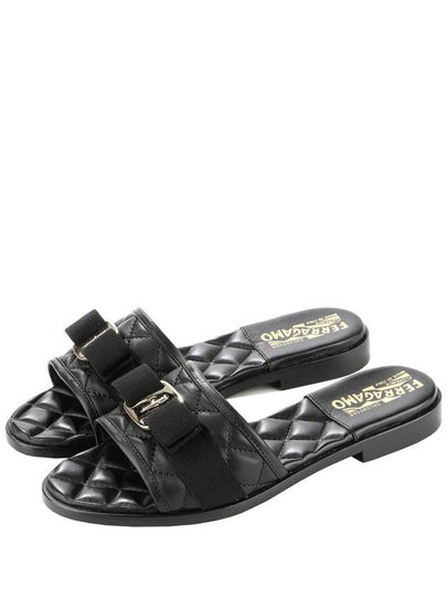 Vara Quilted Slippers Black - SALVATORE FERRAGAMO - BALAAN 2