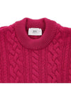 Cable Wool Knit Top Fuchsia - AMI - BALAAN 4