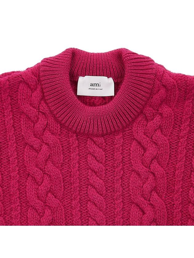 Cable Wool Knit Top Fuchsia - AMI - BALAAN 4