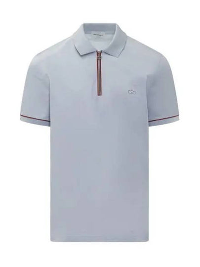 Men's Short Sleeve Cotton Polo Shirt Blue - SALVATORE FERRAGAMO - BALAAN 2