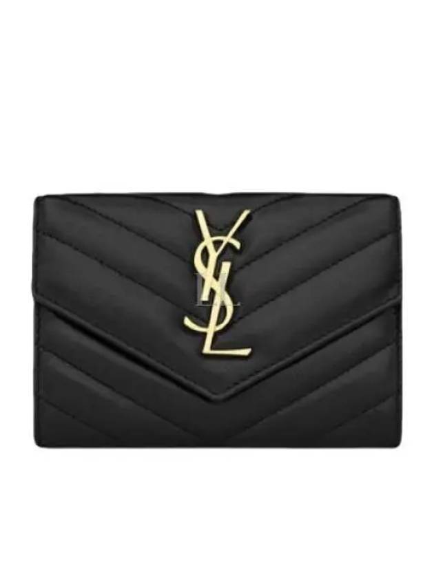 Cassandre Matelasse Small Lambskin Card Wallet Black - SAINT LAURENT - BALAAN 1