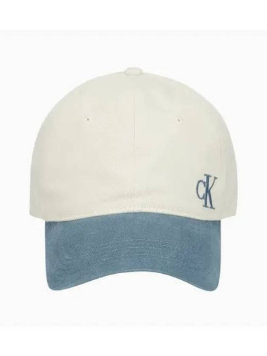 JEANS Men s Ivory Blue Micro Monogram Embroidery Clear Block Ball Cap 40W0958 N92 - CALVIN KLEIN - BALAAN 1