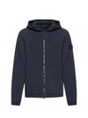 Ghost Piece Cotton Wool Fleece Zip Up Hoodie Navy - STONE ISLAND - BALAAN 2