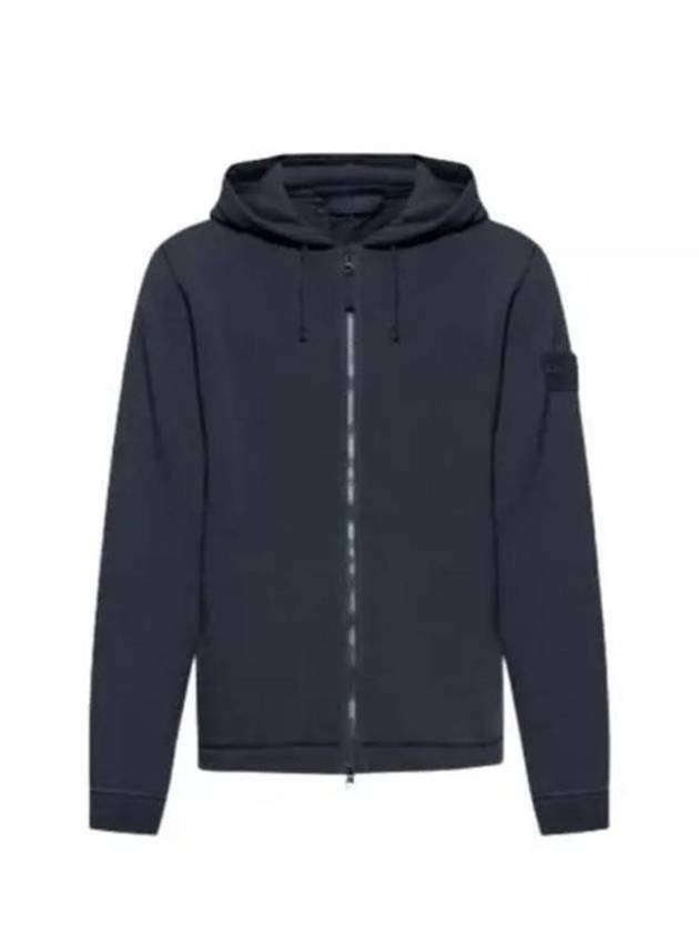 Ghost Piece Cotton Wool Fleece Zip Up Hoodie Navy - STONE ISLAND - BALAAN 2