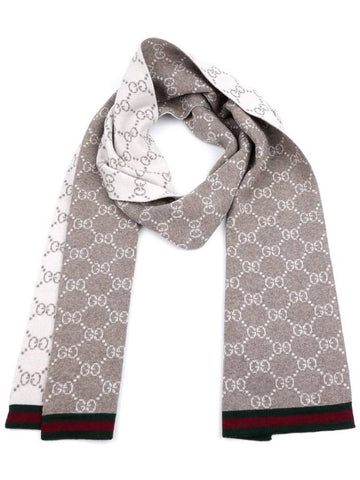 GG Two Tone Wool Scarf Beige - GUCCI - BALAAN 1