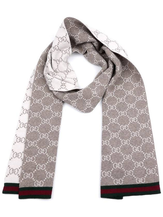 GG Two Tone Wool Scarf Beige - GUCCI - BALAAN 1