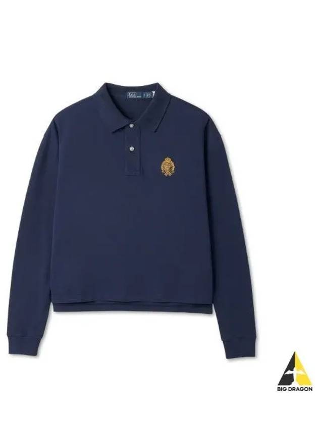 W Crest Polo Long Sleeve Mesh Shirt Navy - POLO RALPH LAUREN - BALAAN 1