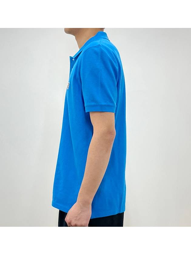 Fox Head Patch Cotton Polo Shirt Blue - MAISON KITSUNE - BALAAN 5