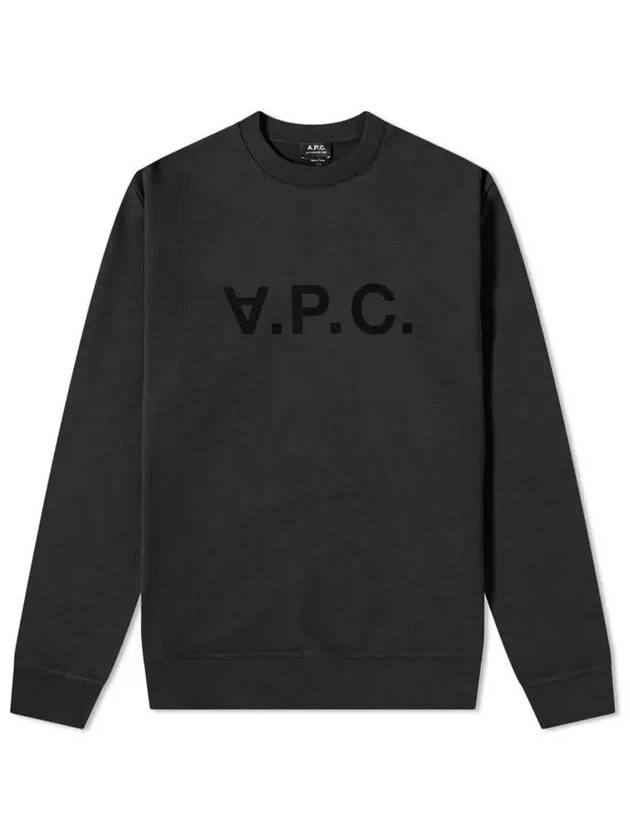 Men's VPC Logo Print Crew Neck Sweatshirt Black - A.P.C. - BALAAN 3