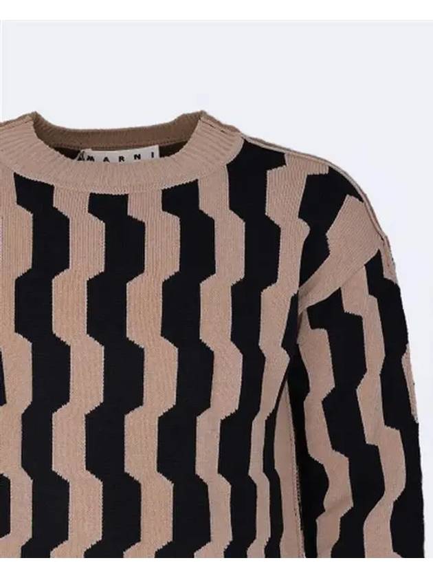 Men's Jacquard Mix Pattern Knit Top Black - MARNI - BALAAN 4