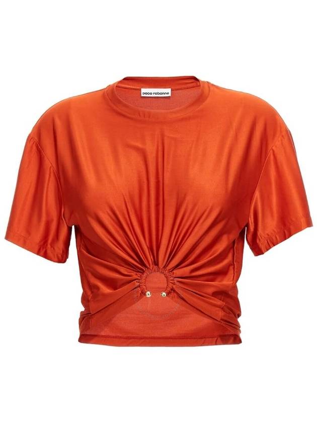 Rabanne Short Sleeve Knotted Cropped T Shirt, Brand Size 34 (US Size 2) - PACO RABANNE - BALAAN 1