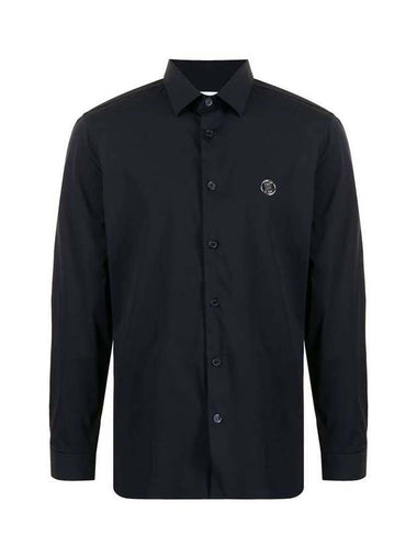 Men's Monogram Motif Stretch Long Sleeve Shirt Navy - BURBERRY - BALAAN 1