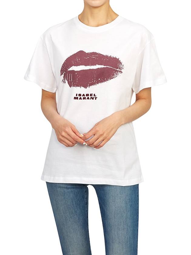 Lips Embroidered Logo Short-Sleeved T-Shirt White - ISABEL MARANT - BALAAN 8