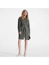 Belted Pinstripe Topstitch Coat 1ABQSM - LOUIS VUITTON - BALAAN 1