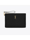 Gold Monogram Cassandre Matelasse Tablet Clutch Bag in Quilted Leather Black - SAINT LAURENT - BALAAN 2