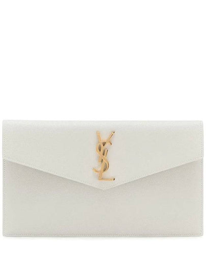 Uptown Grain de Poudre Embossed Leather Clutch Bag Blanc Vintage - SAINT LAURENT - BALAAN 2