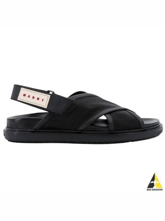 Logo Patch Crossover Sandals Black - MARNI - BALAAN 2