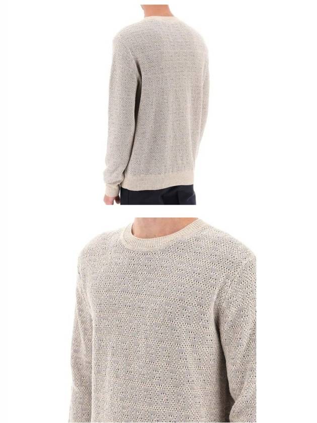 All-Over Logo Crew Neck Knit Top Beige - FENDI - BALAAN 7