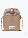 5AC Number Logo Texture Leather Bucket Bag Beige - MAISON MARGIELA - BALAAN 2