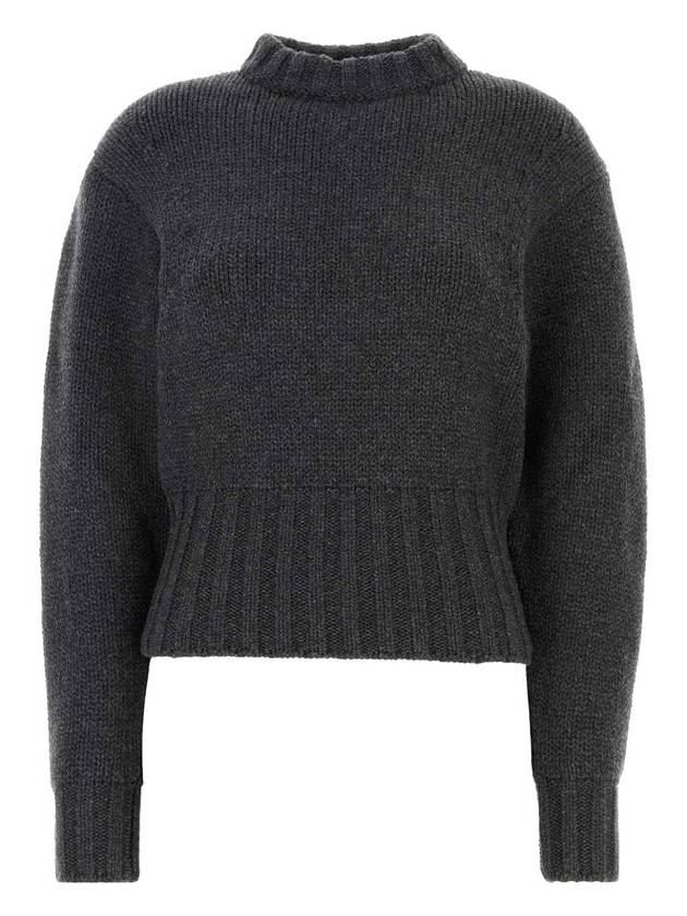 Crew Neck Wool Knit Top Grey - ALEXANDER MCQUEEN - BALAAN 1