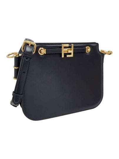 8BT349 Black leather gold logo decorated touch shoulder bag - FENDI - BALAAN 2