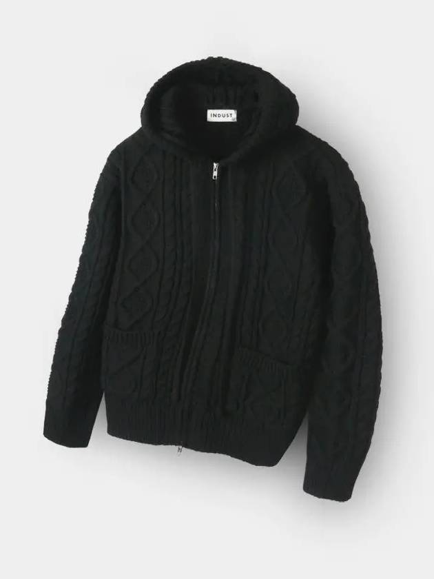 Two way cable hood zip up knit black - INDUST - BALAAN 6