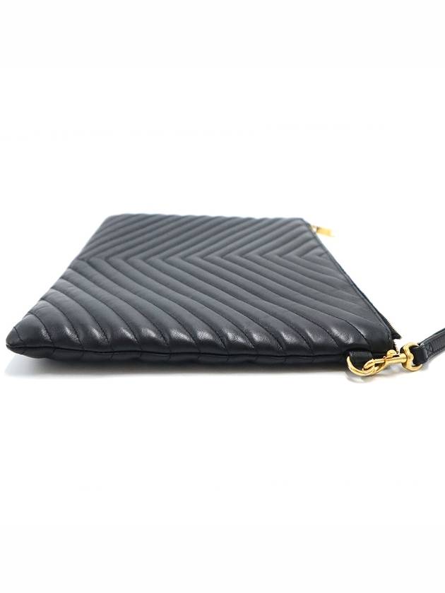 Saint Laurent 440222 Black Matelasse Monogram Document Holder Strap Clutch - SAINT LAURENT - BALAAN 6