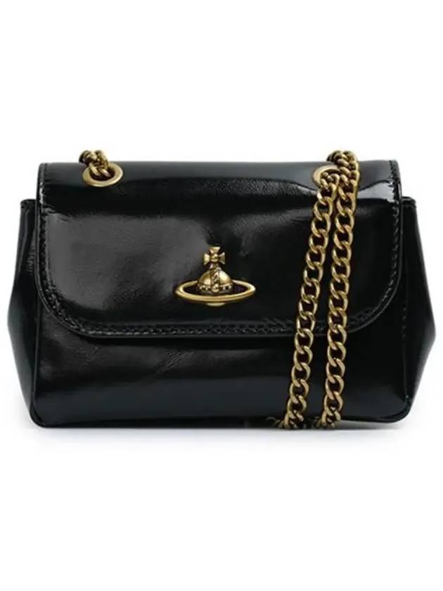 ORB Plaque Leather Shoulder Bag Black - VIVIENNE WESTWOOD - BALAAN 3